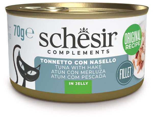 Schesir Gatto Tonnetto con Nasello in Jelly 70g Lattina Schesir Gatto Tonnetto con Nasello in Jelly 70g Lattina